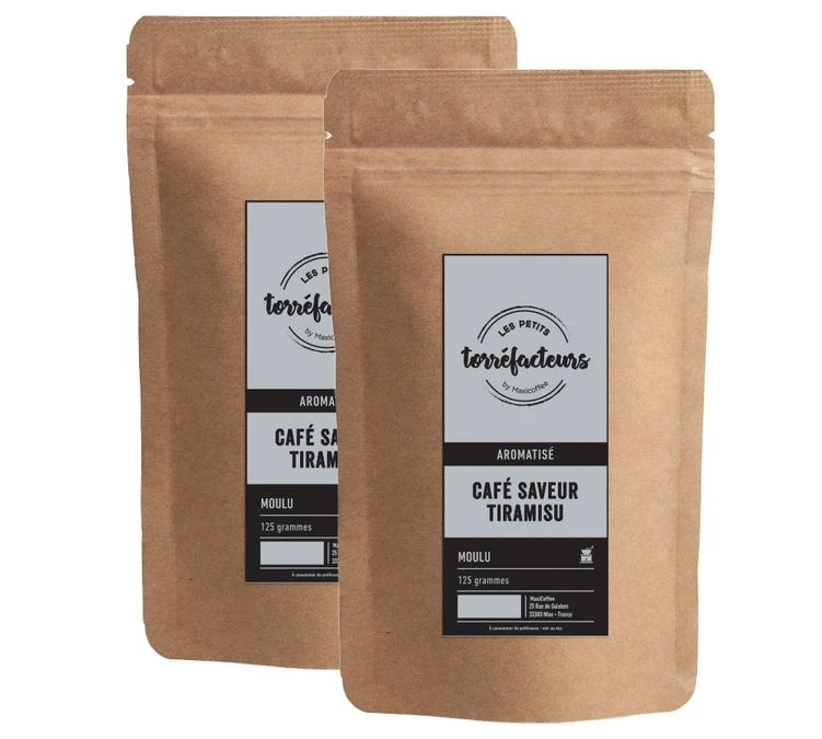 Café Moulu - Saveur Tiramisu - 250g (2x125g) - Les Petits Torréfacteurs 1 Café Moulu - Saveur Tiramisu - 250g (2x125g) - Les Petits Torréfacteurs