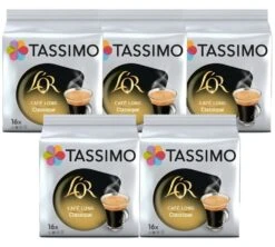 Pack Dosettes Tassimo L'OR Café Long Classique - 5x16 T-disc