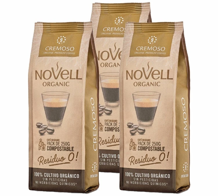 3x250g Café En Grain Bio Cremoso - Novell 1 3x250g Café En Grain Bio Cremoso - Novell