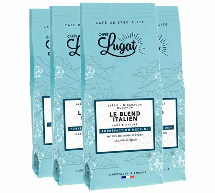 Café En Grains : Le Blend Italien (Mélange Italien) 1 Kg - CAFÉS LUGAT 1 Café En Grains : Le Blend Italien (Mélange Italien) 1 Kg - CAFÉS LUGAT