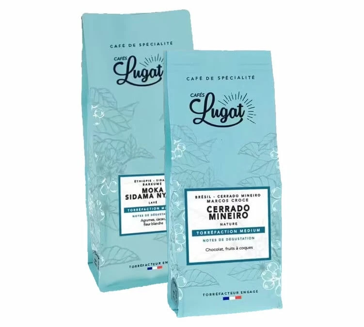 Pack Café En Grains : Brésil - Cerrado Mineiro + Ethiopie - Sidama Nyala - 2x1kg - Cafés Lugat 1 Pack Café En Grains : Brésil - Cerrado Mineiro + Ethiopie - Sidama Nyala - 2x1kg - Cafés Lugat