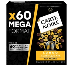 60 Capsules Compatibles Nespresso® Espresso Lungo N°6 - CARTE NOIRE