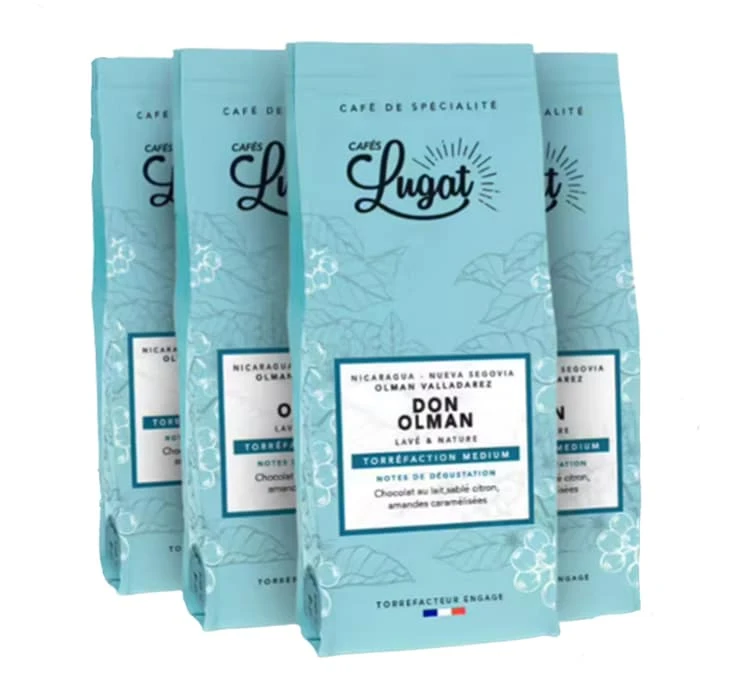 4x250g Café En Grain Nicaragua Don Olman - Cafés Lugat 1 4x250g Café En Grain Nicaragua Don Olman - Cafés Lugat