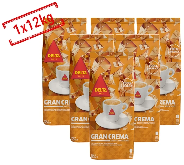 Lot Café En Grain Gran Crema Delta Cafés - 12x1Kg 1 Lot Café En Grain Gran Crema Delta Cafés - 12x1Kg