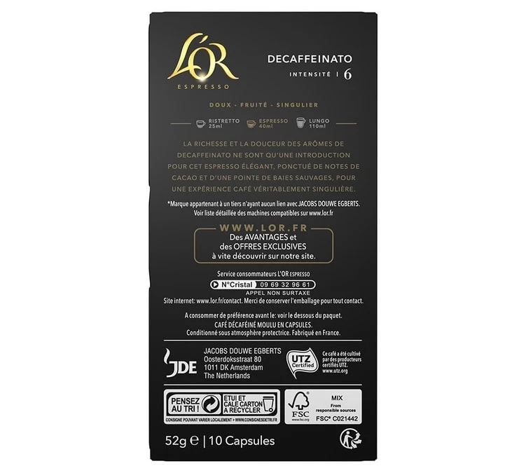 Pack 5 X 10 Capsules Decaffeinato - Compatible Nespresso® - L'OR ESPRESSO 2 Pack 5 X 10 Capsules Decaffeinato - Compatible Nespresso® - L'OR ESPRESSO – Image 2
