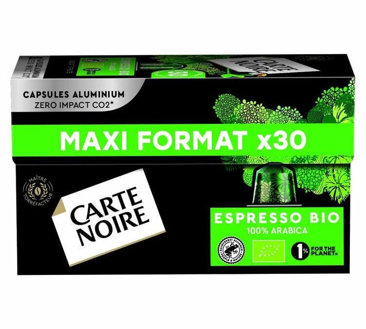 30 Capsules Compatibles Nespresso® - Espresso BIO - CARTE NOIRE 1 30 Capsules Compatibles Nespresso® - Espresso BIO - CARTE NOIRE
