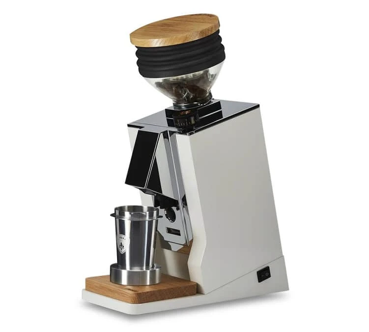 Moulin à Café EUREKA ORO Mignon Single Dose Blanc Et Bois De Chêne Avec Blow Up 1 Moulin à Café EUREKA ORO Mignon Single Dose Blanc Et Bois De Chêne Avec Blow Up