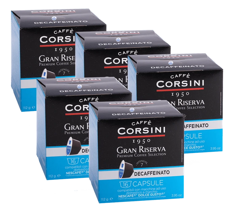 80 Capsules Nescafe® Dolce Gusto® Compatibles Gran Riserva Decaffeinato - CAFFE CORSINI 1 80 Capsules Nescafe® Dolce Gusto® Compatibles Gran Riserva Decaffeinato - CAFFE CORSINI