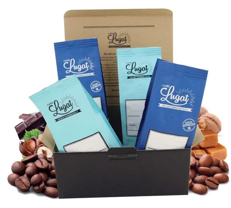 Coffret Gourmand Cafés Lugat (4 Cafés En Grains X 250g) 1 Coffret Gourmand Cafés Lugat (4 Cafés En Grains X 250g)