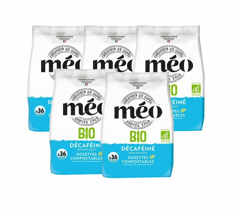 Lot De 180 Dosettes Souples Décaféiné Bio - CAFES MEO 1 Lot De 180 Dosettes Souples Décaféiné Bio - CAFES MEO