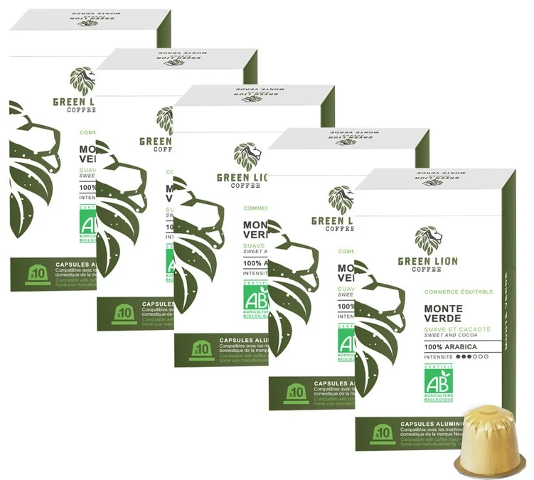 Pack 50 Capsules Bio Monte Verde - Compatible Nespresso® - GREEN LION COFFEE 1 Pack 50 Capsules Bio Monte Verde - Compatible Nespresso® - GREEN LION COFFEE