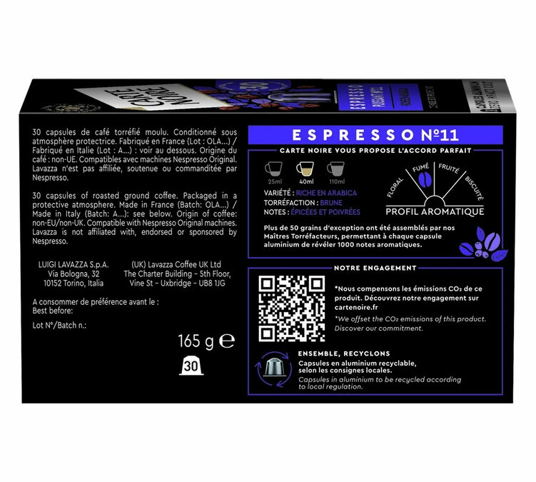 30 Capsules Compatibles Nespresso®- Espresso Puissant N°11 - CARTE NOIRE 4 30 Capsules Compatibles Nespresso®- Espresso Puissant N°11 - CARTE NOIRE – Image 4