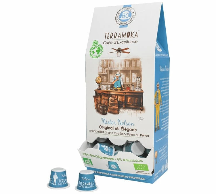 60 Capsules Mister Nelson Bio Compostables - Compatibles Nespresso® - TERRAMOKA 1 60 Capsules Mister Nelson Bio Compostables - Compatibles Nespresso® - TERRAMOKA