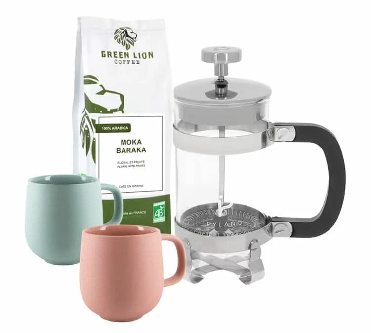 Pack Découverte " Consommer Mieux " - Cafetière à Piston 1L / 8 Tasses- Exclusivité MaxiCoffee 1 Pack Découverte " Consommer Mieux " - Cafetière à Piston 1L / 8 Tasses- Exclusivité MaxiCoffee