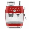 Machine Expresso SMEG EGF03RDEU Rouge Années 50 Avec Moulin Intégré