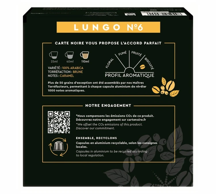 60 Capsules Compatibles Nespresso® Espresso Lungo N°6 - CARTE NOIRE 4 60 Capsules Compatibles Nespresso® Espresso Lungo N°6 - CARTE NOIRE – Image 4